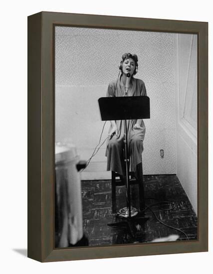 Singer Julie London Singing During a Recording Session-Leonard Mccombe-Framed Premier Image Canvas