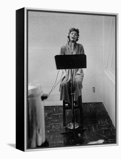 Singer Julie London Singing During a Recording Session-Leonard Mccombe-Framed Premier Image Canvas