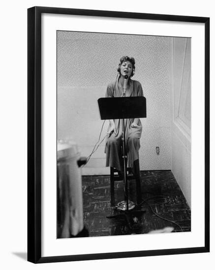 Singer Julie London Singing During a Recording Session-Leonard Mccombe-Framed Premium Photographic Print