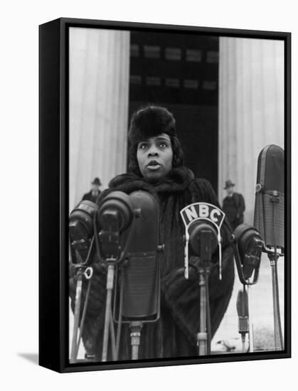 Singer Marian Anderson Conducting a Voice Test Prior to Concert on Steps of the Lincoln Memorial-Thomas D^ Mcavoy-Framed Premier Image Canvas