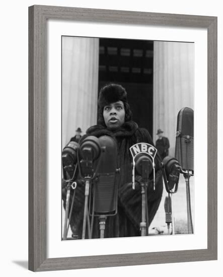 Singer Marian Anderson Conducting a Voice Test Prior to Concert on Steps of the Lincoln Memorial-Thomas D^ Mcavoy-Framed Premium Photographic Print