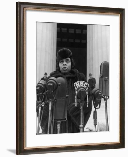 Singer Marian Anderson Conducting a Voice Test Prior to Concert on Steps of the Lincoln Memorial-Thomas D^ Mcavoy-Framed Premium Photographic Print