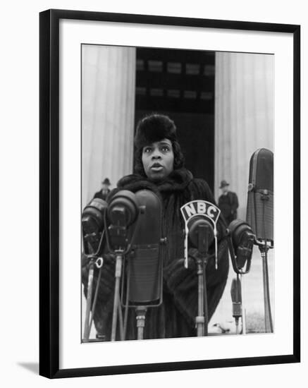 Singer Marian Anderson Conducting a Voice Test Prior to Concert on Steps of the Lincoln Memorial-Thomas D^ Mcavoy-Framed Premium Photographic Print