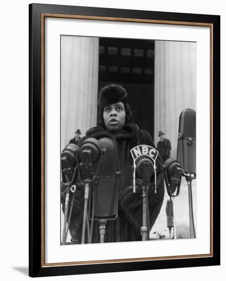 Singer Marian Anderson Conducting a Voice Test Prior to Concert on Steps of the Lincoln Memorial-Thomas D^ Mcavoy-Framed Premium Photographic Print