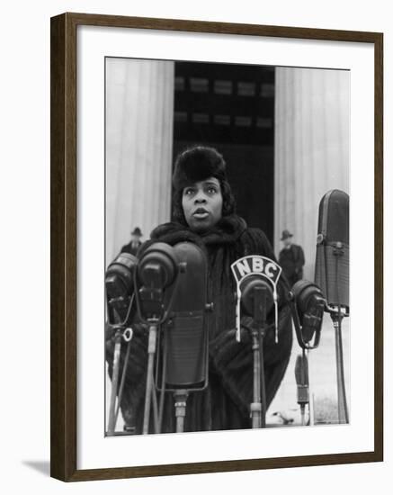 Singer Marian Anderson Conducting a Voice Test Prior to Concert on Steps of the Lincoln Memorial-Thomas D^ Mcavoy-Framed Premium Photographic Print