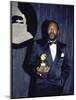 Singer Marvin Gaye Holding His Award in Press Room at Grammy Awards-null-Mounted Premium Photographic Print