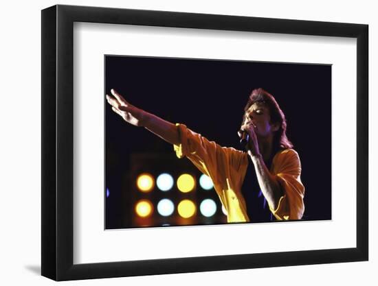 Singer Mick Jagger of the Rock Band the Rolling Stones Performing at Live Aid Concert-David Mcgough-Framed Photographic Print