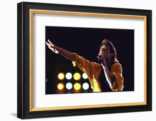 Singer Mick Jagger of the Rock Band the Rolling Stones Performing at Live Aid Concert-David Mcgough-Framed Photographic Print