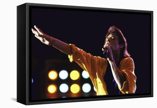 Singer Mick Jagger of the Rock Band the Rolling Stones Performing at Live Aid Concert-David Mcgough-Framed Premier Image Canvas