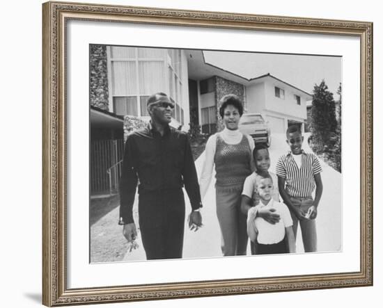 Singer Ray Charles Posing with Wife and their Three Young Sons-Bill Ray-Framed Premium Photographic Print