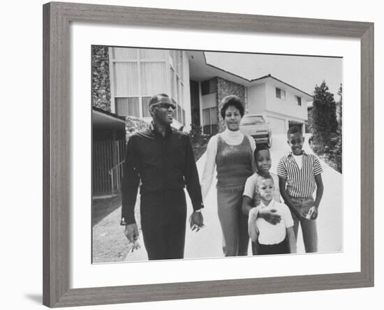 Singer Ray Charles Posing with Wife and their Three Young Sons-Bill Ray-Framed Premium Photographic Print