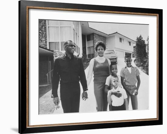 Singer Ray Charles Posing with Wife and their Three Young Sons-Bill Ray-Framed Premium Photographic Print