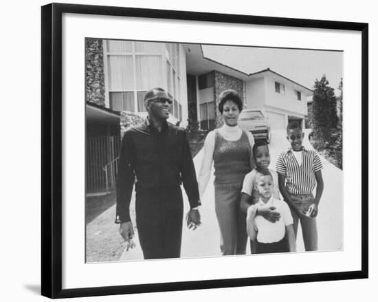 Singer Ray Charles Posing with Wife and their Three Young Sons-Bill Ray-Framed Premium Photographic Print