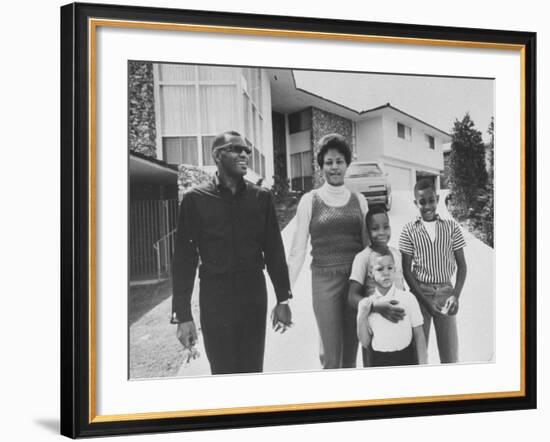Singer Ray Charles Posing with Wife and their Three Young Sons-Bill Ray-Framed Premium Photographic Print