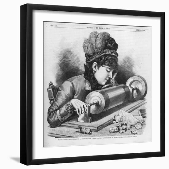 Singer Recording on Edison's Phonograph at New York-null-Framed Premium Giclee Print