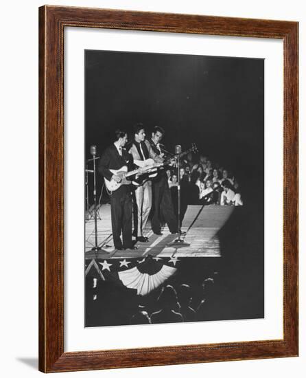 Singer Ricky Nelson and Band Duing a Performance-Ralph Crane-Framed Premium Photographic Print