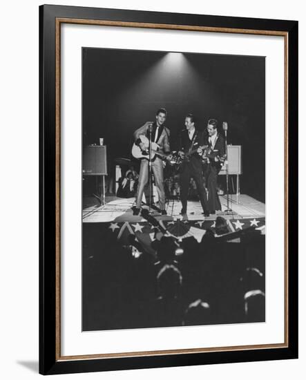 Singer Ricky Nelson and Band During a Performance-Ralph Crane-Framed Premium Photographic Print