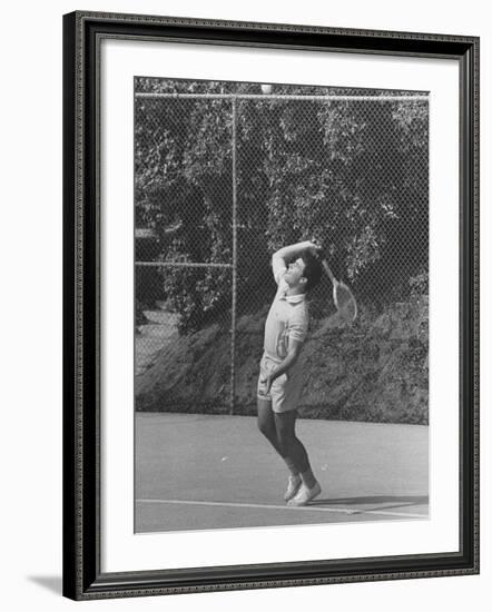 Singer Ricky Nelson Rehearsing Tennis Court Scene for TV Show-Ralph Crane-Framed Premium Photographic Print