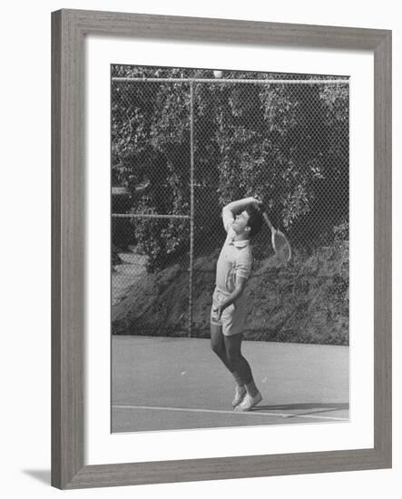 Singer Ricky Nelson Rehearsing Tennis Court Scene for TV Show-Ralph Crane-Framed Premium Photographic Print