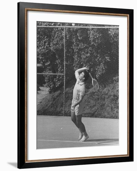 Singer Ricky Nelson Rehearsing Tennis Court Scene for TV Show-Ralph Crane-Framed Premium Photographic Print