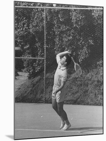 Singer Ricky Nelson Rehearsing Tennis Court Scene for TV Show-Ralph Crane-Mounted Premium Photographic Print