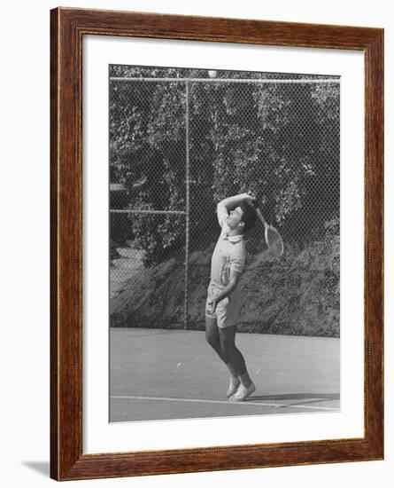 Singer Ricky Nelson Rehearsing Tennis Court Scene for TV Show-Ralph Crane-Framed Premium Photographic Print