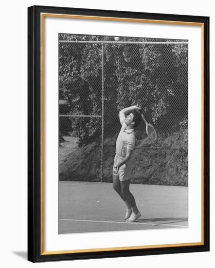 Singer Ricky Nelson Rehearsing Tennis Court Scene for TV Show-Ralph Crane-Framed Premium Photographic Print