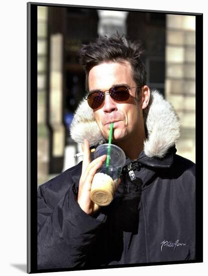 Singer Robbie Williams Pictured in Edinburgh, March 2002-null-Mounted Photographic Print