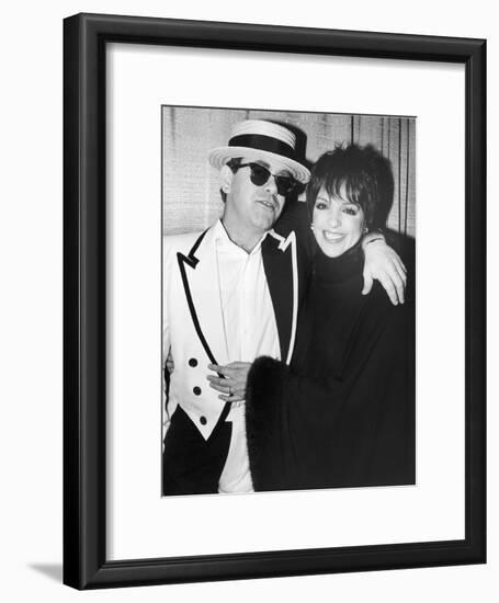 Singers Elton John and Liza Minnelli Backstage at Madison Square Garden before Elton's Performance-David Mcgough-Framed Premium Photographic Print