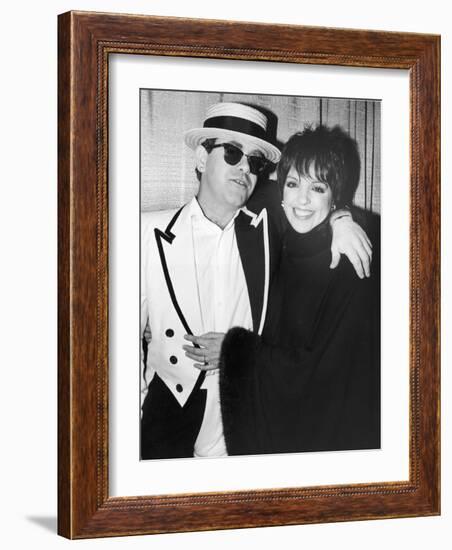 Singers Elton John and Liza Minnelli Backstage at Madison Square Garden before Elton's Performance-David Mcgough-Framed Premium Photographic Print