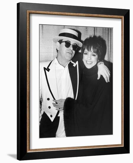 Singers Elton John and Liza Minnelli Backstage at Madison Square Garden before Elton's Performance-David Mcgough-Framed Premium Photographic Print