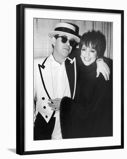 Singers Elton John and Liza Minnelli Backstage at Madison Square Garden before Elton's Performance-David Mcgough-Framed Premium Photographic Print