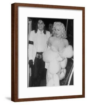 Singers Madonna and Michael Jackson on Way to Agent Irving "Swifty" Lazar's Annual Oscar Party-David Mcgough-Framed Premium Photographic Print