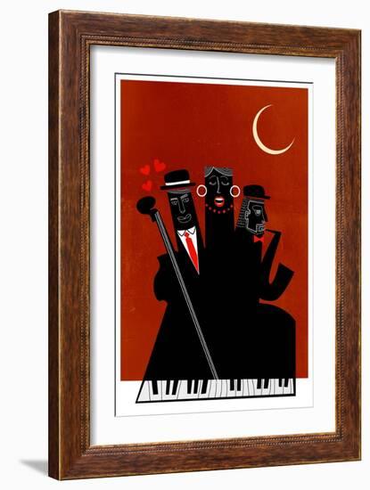 Singing around the Christmas Tree-Kubistika-Framed Giclee Print