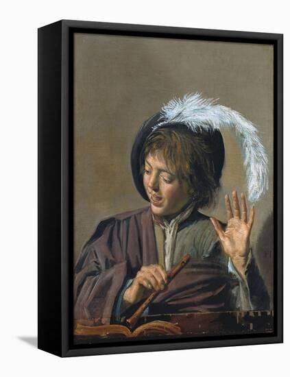 Singing Boy with a Flute-Frans Hals-Framed Premier Image Canvas