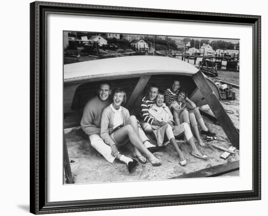 Singing Group the Kingston Trio: Dave Guard, Nick Reynolds, Bob Shane and Wives-Alfred Eisenstaedt-Framed Premium Photographic Print