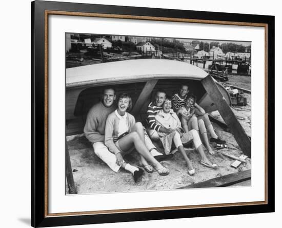 Singing Group the Kingston Trio: Dave Guard, Nick Reynolds, Bob Shane and Wives-Alfred Eisenstaedt-Framed Premium Photographic Print