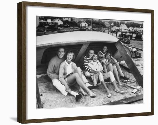 Singing Group the Kingston Trio: Dave Guard, Nick Reynolds, Bob Shane and Wives-Alfred Eisenstaedt-Framed Premium Photographic Print