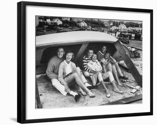 Singing Group the Kingston Trio: Dave Guard, Nick Reynolds, Bob Shane and Wives-Alfred Eisenstaedt-Framed Premium Photographic Print