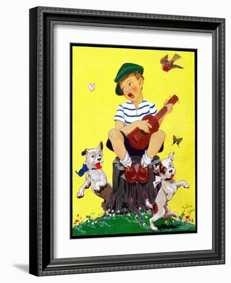 Singing on a Stump - Child Life-John Gee-Framed Giclee Print