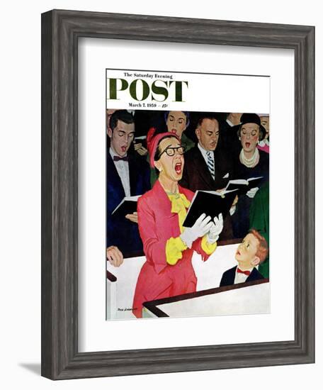 "Singing Praise" Saturday Evening Post Cover, March 7, 1959-Richard Sargent-Framed Giclee Print