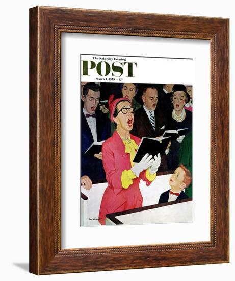 "Singing Praise" Saturday Evening Post Cover, March 7, 1959-Richard Sargent-Framed Giclee Print