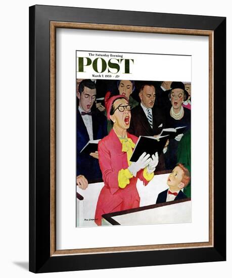 "Singing Praise" Saturday Evening Post Cover, March 7, 1959-Richard Sargent-Framed Giclee Print