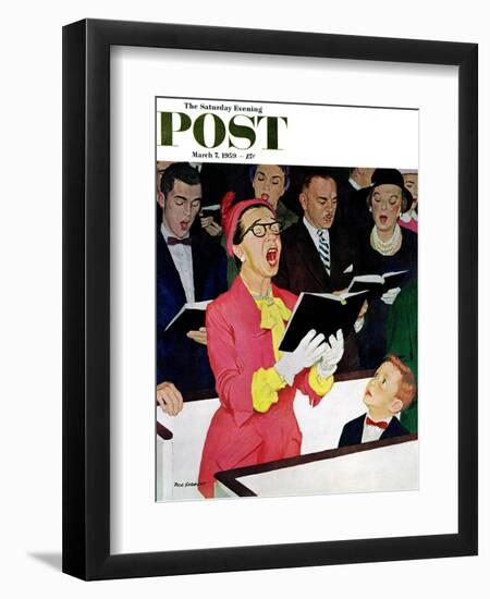 "Singing Praise" Saturday Evening Post Cover, March 7, 1959-Richard Sargent-Framed Giclee Print