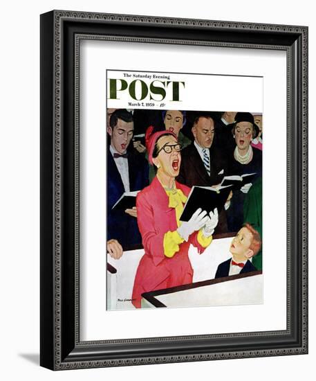 "Singing Praise" Saturday Evening Post Cover, March 7, 1959-Richard Sargent-Framed Giclee Print