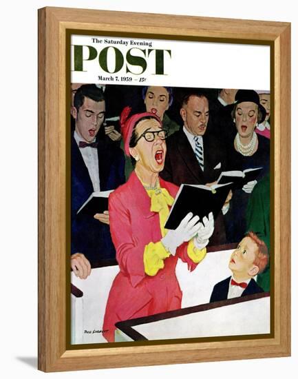 "Singing Praise" Saturday Evening Post Cover, March 7, 1959-Richard Sargent-Framed Premier Image Canvas