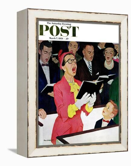 "Singing Praise" Saturday Evening Post Cover, March 7, 1959-Richard Sargent-Framed Premier Image Canvas