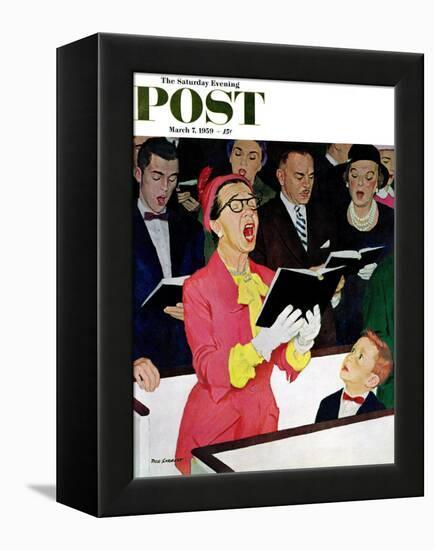 "Singing Praise" Saturday Evening Post Cover, March 7, 1959-Richard Sargent-Framed Premier Image Canvas