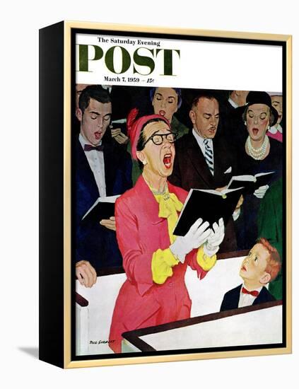 "Singing Praise" Saturday Evening Post Cover, March 7, 1959-Richard Sargent-Framed Premier Image Canvas