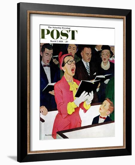 "Singing Praise" Saturday Evening Post Cover, March 7, 1959-Richard Sargent-Framed Giclee Print